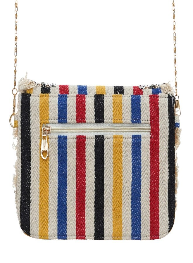 iinfinize Stylish Vintage Banjara Fabric Designer Clutch For Women Trendy Handbag with Golden Chain Strap - Image 4